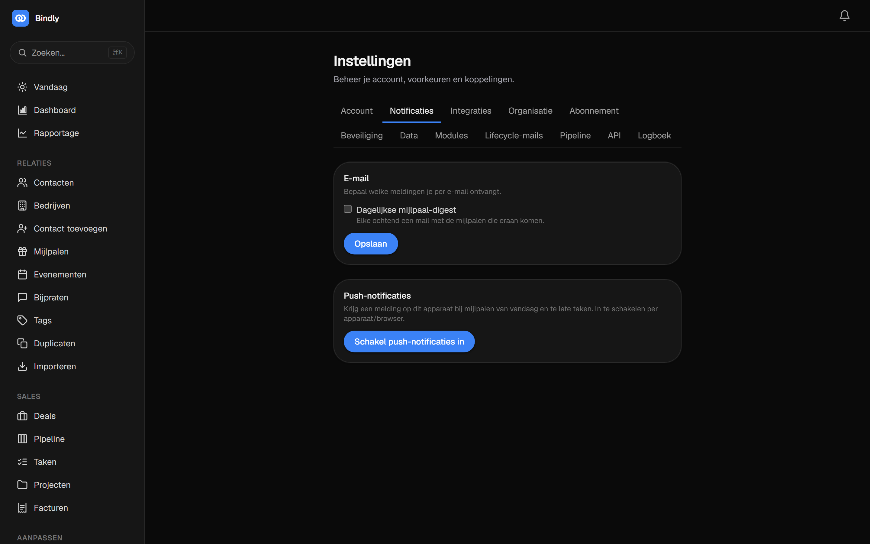 De notificatie-instellingen